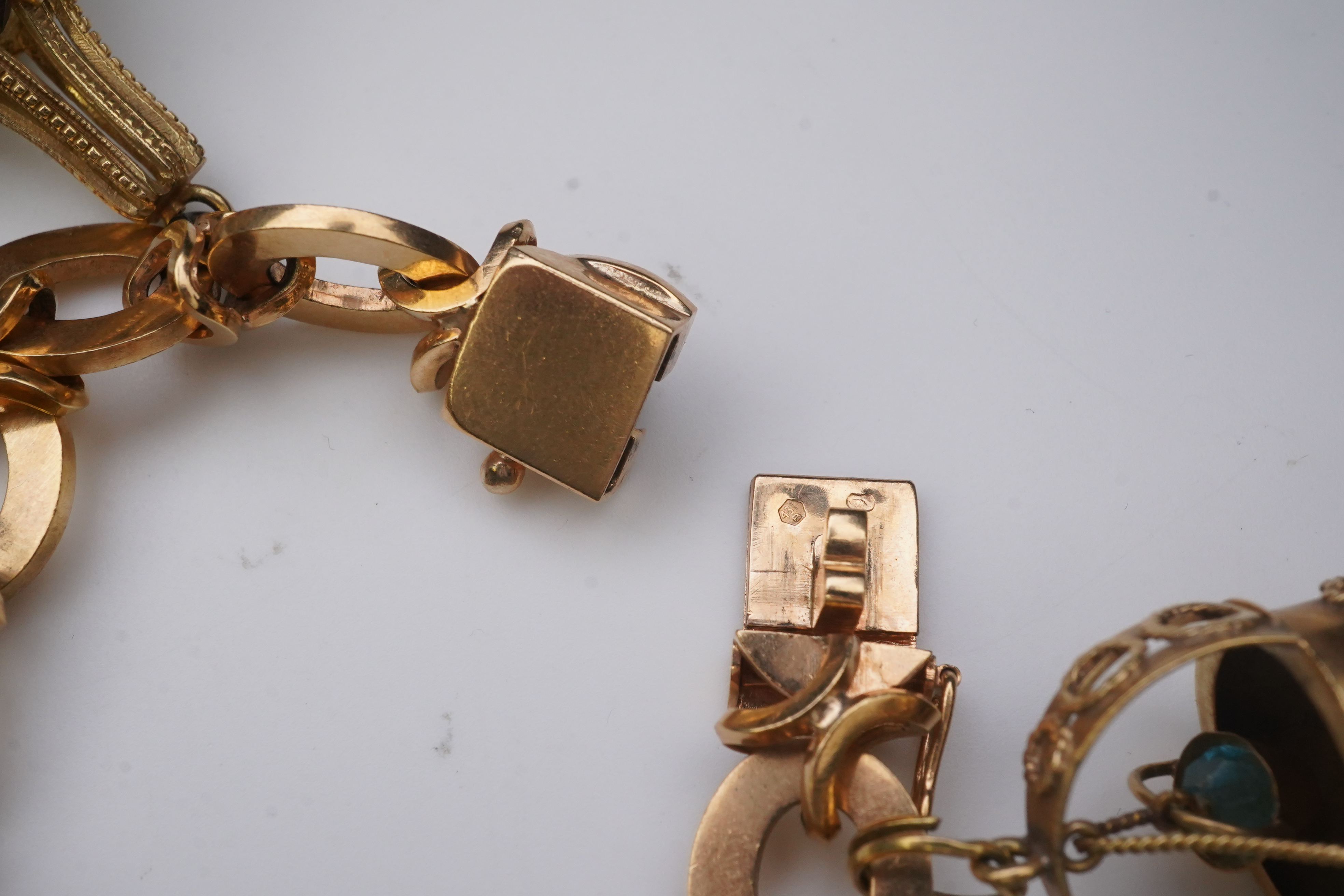 A gold charm bracelet